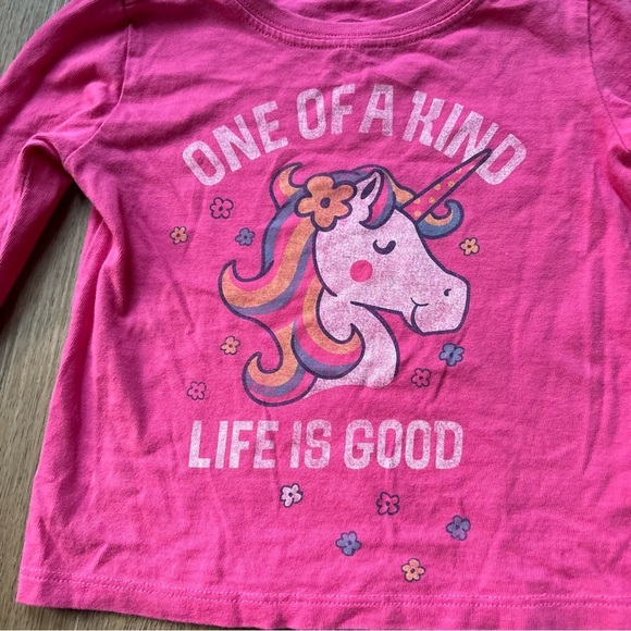 Life Is Good One Of A Kind Pink Unicorn Long Sleeve Size 2 Toddler - Picture 2 of 5